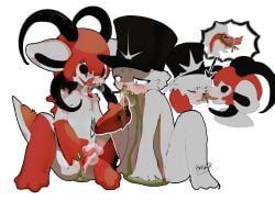 boxwater, 4_horns, anthro, big_clitoris, black_eyes