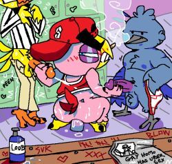 salamikii, abs, anthro, ass, avian