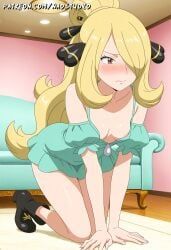 cynthia_(pokemon), garchomp, lucario_(pokemon), pokemon_(species), pokemon_champion
