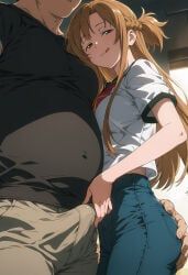yuuki_asuna, sword_art_online, bulge, cheating, cheating_(relationship)