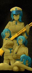 general_commander_(xenofeels), xenofeels, 1girls, bangs, blue_hair