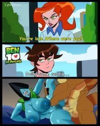 ben_tennyson, gwen_tennyson, helen_wheels, humungousaur, kineceleran