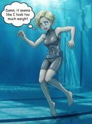 1girls, about_to_drown, asphyxiation, barefoot, drowning