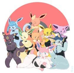 all_nine_eeveelutions, eevee, eeveelution, espeon, flareon