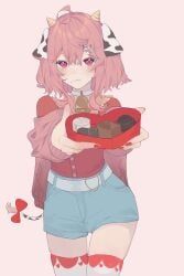 crelly, valentine's_day, belt, chocolate, cow_ears