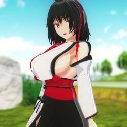 shameimaru_aya, touhou, mofumoko5, 1girls, areola_slip