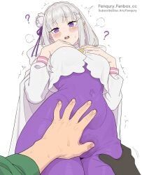 emilia_(re:zero), natsuki_subaru, re:zero_kara_hajimeru_isekai_seikatsu, fenqury, 1boy