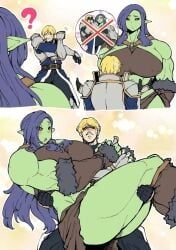 female_ork_(amano_jack), kyabosean2, 1boy, 1girls, ass
