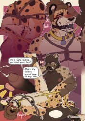 anthro, ball_gag, bodily_fluids, body_hair, bondage