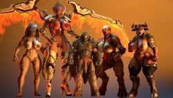 doom_slayer, female_yautja, hell_knight, khan_maykr, yautja