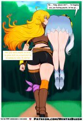 weiss_schnee, yang_xiao_long, rwby, hentblush, 2girls