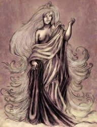 lorelai, folklore, mythology, 1girl, bare_shoulders
