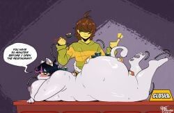 catti_(deltarune), catti_cattenheimer, kris_(deltarune), kris_(light_world_form), deltarune