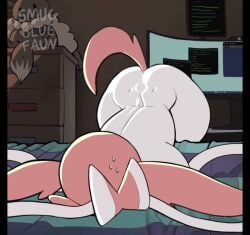 eeveelution, penny_(pokemon), pokemon, smugbluefaun, absurdly_large_cock