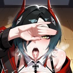 ulrich_von_hutten_(azur_lane), azur_lane, lunaart, 1girl, after_fellatio