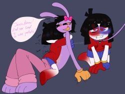 jax_(the_amazing_digital_circus), pomni_(the_amazing_digital_circus), the_amazing_digital_circus, chimeracocks, 2girls