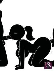 pernalongapirata, 1girls, 2boys, all_fours, anal