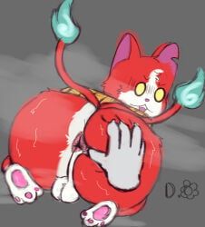 jibanyan, level-5, yo-kai_watch, anthro, bubble_butt