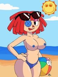 ragatha_(the_amazing_digital_circus), the_amazing_digital_circus, 1girls, button_nipples, hand_on_hip