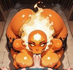 volcanikka, invincible, :>=, big_breasts, cum_in_mouth