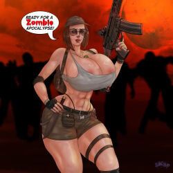 7_days_to_die, sk8poison, big_ass, gun, huge_boobs