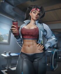 vendetta, overwatch, hasfeldt, 1girls, abs