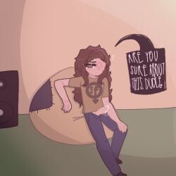 larry_johnson, sally_face, sullen_doll, bean_bag, black_shoes