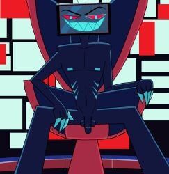 vox_(hazbin_hotel), flaccid, flaccid_cock, flaccid_penis, office