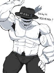 artblock_(rufftersmirk), nuffy_(rufftersmirk), arm_on_hip, arm_raised, armpit