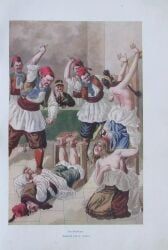 gottfried_sieben, 2girls, 6boys, art, blood