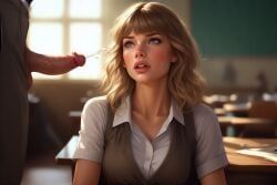 taylor_swift, 1boy, 1girls, after_school, bent_penis