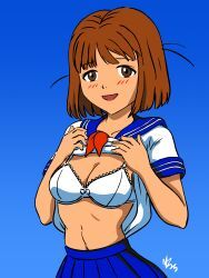 tomomi_(janken_game_acchi_muite_hoi!), janken_game_acchi_muite_hoi!, vzmk2, 1girls, blue_background