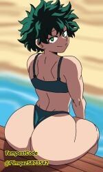 midoriya_izuku, boku_no_hero_academia, 1boy, 1femboy, beach