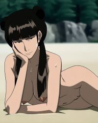 mai_(avatar), avatar_the_last_airbender, 1girl, arm_support, bangs