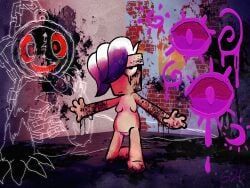 brusha_(dandy's_world), twisted_dyle_(dandy's_world), bare_breasts, bleeding, blood_on_face