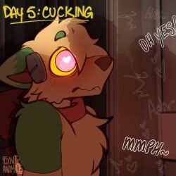 cxnt_animate, ambiguous_gender, anthro, blush, bodily_fluids
