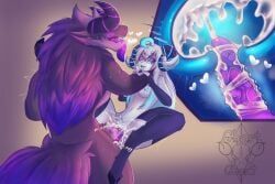 amelia_(ghosted_ghoat), ghosted_ghoat, ahoge, anthro, anthro_on_anthro