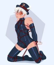 soul_knight, bandage, blonde_hair, blush, british