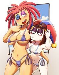 pomni, pomni_(beach_outfit), pomni_(tadc), pomni_(the_amazing_digital_circus), ragatha