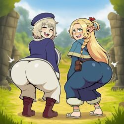 falin_touden, marcille_donato, dungeon_meshi, 2girls, ash_blonde_hair