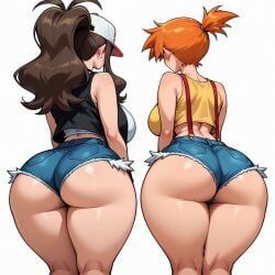 hilda_(pokemon), kasumi_(pokemon), pokemon, 2girls, ass