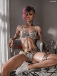judy_alvarez, cyberpunk_2077, lumbly3d, 1girls, alternate_hair_color