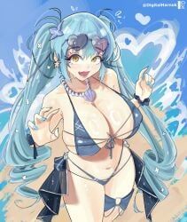 privaty_(nikke), goddess_of_victory:_nikke, harnok, aqua_hair, beach