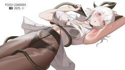 zani_(wuthering_waves), wuthering_waves, 1girl, arm_up, armpits