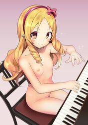 yamada_elf, eromanga_sensei, akechi_shizuku, blonde_hair, blush_stickers