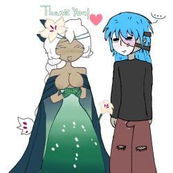 sal_fisher, white_lily_cookie, cookie_run_kingdom, sally_face, breasts