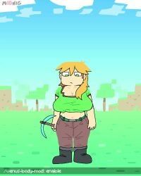 alex_(minecraft), minecraft, lilmoonie, 1girls, areolae
