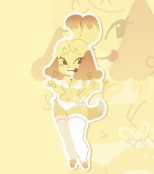 isabelle_(animal_crossing), shizue_(doubutsu_no_mori), doubutsu_no_mori, shizuearts, 1girls