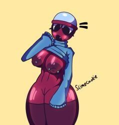 gigi_(dandy's_world), dandy's_world, dandys_world, blue_sweater, breasts_out