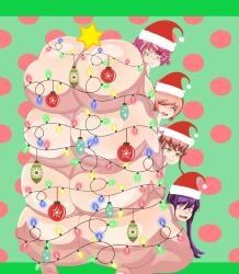 monika_(doki_doki_literature_club), natsuki_(doki_doki_literature_club), sayori_(doki_doki_literature_club), yuri_(doki_doki_literature_club), christmas